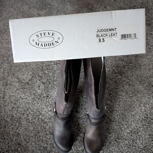 Steve Madden Black Leather Knee-High Boots